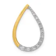 14K Yellow Gold Polished 1/10ct. Real Diamond Teardrop Chain Slide