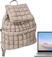 [Generic] Quilted Backpack for Women | Nylon Puffy College Backpack,Lightweight Backpack, Stylish Casual Daypack for Travel Hiking Gym