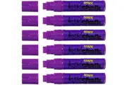 Texta Liquid Chalk Marker Jumbo Dry Wipe 15mm Purple Pack 6