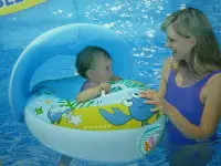 在飛比找Yahoo!奇摩拍賣優惠-玩樂生活 正品ABC螃蟹艇遮陽坐位充氣游泳圈 兒童浮圈嬰幼兒