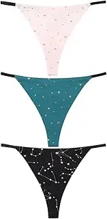 [abandi] Women's Seamless Thongs Low Rise G String Panties Star and Moon Printed Flash Underwear
