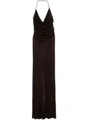 [Elisabetta Franchi] open-back jersey maxi dress 44 Brown