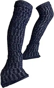 [Perfeclan] Figure Skating Leg Warmers High Footless Socks Accessories Lightweight over Knee Knit Long Skating Socks for Practicing Dance