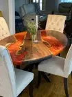 Orange Epoxy Coffee Table Top, Oval Wooden Epoxy Center Table Top, Decor