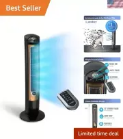 Oscillating Tower Fan, Remote Control, Ionizer, 3 Speeds, Timer, for Bedroom,...