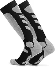 [Generic] 2 Pairs Men's Sports Socks Professional Ski Socks Thick Knit Winter Athletic Stockings Fitn Breathable Quick Dry Socks For Ski Running Cycling - Lightweight Anti-s Warm Socks Black XL