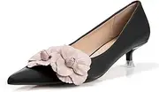 [qibusleen] Elegant Closed Pointy Toe Kitten Heels for Women Low Heeled Women's Flower Pumps Slip On Bridal Wedding Dressy Party Cute Pump Shoes