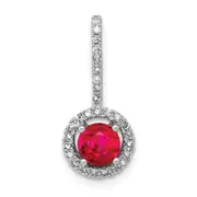 14k White Gold Real Diamond and .69 Ruby Halo Pendant