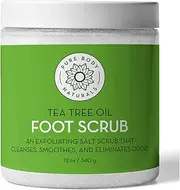 Tea Tree Oil Foot Scrub, 12 ounces - Cleanses and Exfoliates - Attacks the Cause of Smelly Feet - Great for Athletes - by Pure Body Naturals