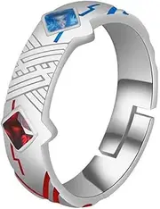 [PPONE] Darling In The Franxx Ring,Anime 02 Zero Two Cosplay Ring Silver 925 Adjustable Props Jewelry for Fans, Silver, Zircon