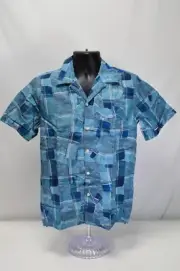 NWT Paul Smith Short Sleeve Blue Abstract Casual Fit Button Down Shirt XS Mens