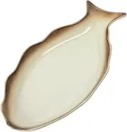 OFFSCH Japanese Style Ceramic Fish Plate Elegant Food Dessert Serving Dish Smooth Surface for Home Restaurant Use for Snacks Appetizers Dishwasher Safe