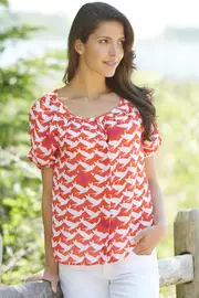 Shorebirds Pin Tuck Blouse--HAT-WB1WIBI015