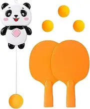 Qkbuza Table Tennis Trainer for Kids,Cartoon Panda Adjusatble Table Tennis Exerciser | Pingpong Training Toys Sparring Device, Improve Hand-Eye Coordination