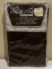 VTG Springfield Bill Blass Set Of 2 King Pillowcases Brown Floral No Iron NOS