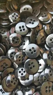 Jet Black Buttons, 4 Hole Sewing/Crafts Buttons 15mm - 24 Pieces (043)