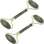 ERINGOGO 2Pcs Jade Massage Roller Natural Beauty Jade Roller Scraping Tool for Facial Massage Promotes Reduces Tension present for Moms and Daughters