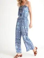 Millers Size 10 Full Length Jumpsuit, Rhinestone Front, Blue Pattern BNWT RP $75