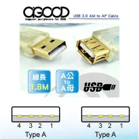 在飛比找松果購物優惠-【A-GOOD】USB2.0 A公轉A母 1.8米轉接線 (