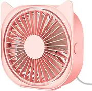 Small Personal USB Desk Fan - Mini Table Fan Ultra Quiet for Bedroom Sleeping, 3 Speeds, USB Powered, Rotatable, Anti-slip, Cute Little Portable Cooling Fans for Home Office Work Desktop Dorm (Pink)