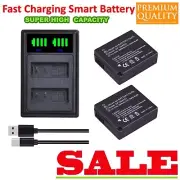 2 Battery +Du Charger For Panasonic Lumix DC-TZ90 DC-TZ95 DMW-BLE9 E DMW-BLG10 E