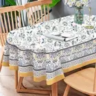 Oval Floral Tablecloth, Blue Yellow French Country Tablecloth 60 X 84, Wrinkle R