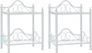 Bedside Tables 2 Pcs Set - Tempered Glass, Room Nightstands, Living Steel Bedroom Furniture, Stable White Stand, 45x30.5x60cm