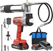 Battery Grease Gun, with LED Light, Electric Grease Gun, Highly Efficient 10000PSI Grease Gun Set with Lubrication Nipple, 2 x 2.0Ah Batteries and Charger, 39.4 Inch Long Hose