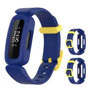 2Pcs Silicon Replacement Wristband Watch Band Strap for Fitbit Ace 3-Blue