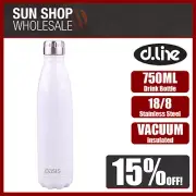 D.LINE Oasis Stainless Double Wall Insulated Drink Bottle 750ml White! RRP$39.99