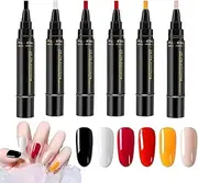 6PCS Gel Nail Polish Pens, Soak Off Nail Varnis, Quick Dry One-Step Gel Pen, French Manicure For Women Girls