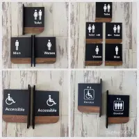 在飛比找蝦皮購物優惠-厚實木紋款男女廁所 洗手間 無障礙 電梯標示牌 指示牌 歡迎