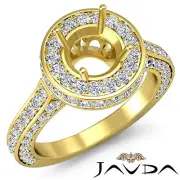 Diamond Engagement Filigree Ring Round Semi Mount Halo Pave 14k Yellow Gold 1.6C