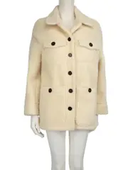 Ecru Wool Borg Fleece Jacket