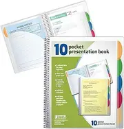 Better Office Products 10 Pocket Poly Presentation Folder with tabs, 2 Count