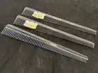 Vintage Barber Men’s Comb NOS Resin Black Set Of 3 2 NEW 1 USED BEST EVER Ajax