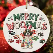 Merry Woofmas St. Bernard Dog Paws Lover Christmas Ornament Gift Decor Hanging