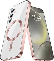 [RUNGOS] for Samsung S24 Plus / S24+ Case MagSafe (with Camera Lens Protector) [Stable Magnetic] [10Ft Drop Tested] Soft Shockproof Case for Samsung Galaxy S24 Plus Case, Cover 6.7'' 2024, Clear Pink