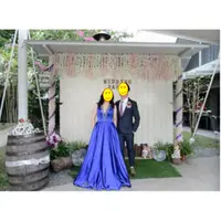 在飛比找蝦皮購物優惠-寶藍色深V禮服晚宴禮服結婚