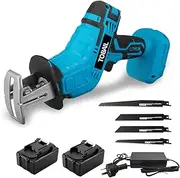 [TOBAIL] Cordless Electric Reciprocating Saw Rechargeable 2 Lithium-ion battery with 4 Metal Blades,AU Plug Charger, Multi saw Sabre Saw Woodworking Reciprocating Saw Cutting