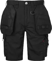 [Osbauer] Mens Workwear Shorts - Slim Fit - Stretch Rip Stop Fabric Holster Multi Pockets Cordura YKK Zip Work Cargo - Bevel Pro