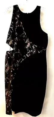 Aidan Mattox by Adrianna Papell Black 3D Lace Cocktail Dress, Size 10