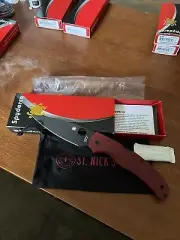 ⚫Rare Spyderco Native Chief Black CPM-4V Red G-10 Handle St.Nicks