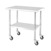 Costway Mobile Food Prep Table Kitchen Work Bench 91.5x61CM