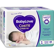 Babylove Cosifit Newborn Nappies Size 1 (Up To 5kg) 48 Pack