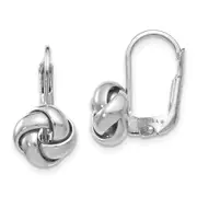14K Yellow & Rhodium W/ White Plating Polished Love Knot Leverback Earrings