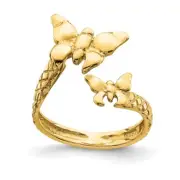 14k Yellow Gold Polished & Textured Butterfly Toe Ring Gift for Mother