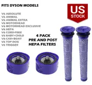 4 Pack Post, Pre Filters Replacement Parts for Dyson DC59 V6 DC62 Vacuum Cleaner