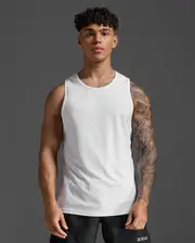 Aero Tank, 2XU, S, White/Silver Reflective, Male