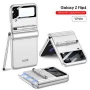 Magnetic Case with Pen & Camera Screen Protector for Samsung Galaxy Z Flip 4 Silver